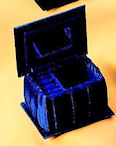 Blue velvet jewelry hinge top
box