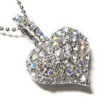 Silver and crystal 16in heart necklace