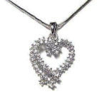 White gold plated crystal heart necklace