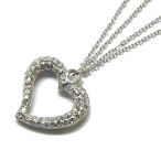   Rhodium and crystal heart 28x26mm on 16in chain
