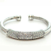 Elegance at an affordable price Designer White Gold cable bangle with AB crystals