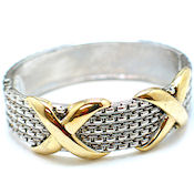 7254 $20 Very  Bold with X marks the spot 1in Wide two tone gold plated- hinged (3)