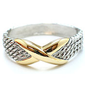 7256 $22 Stunning designer with the BIG X two tone gold  spring hinged 1in wide (2)