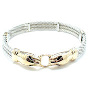 7261  $24 Designer two tone gold 10mmW  Here kitty kitty cable bracelet