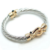 7265 $24 Designer Two tone gold cable hinged with lobster clasp closure (3)