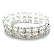 7269 $24  Gorgeous is the word for this pearl, Rhinestone, and Austrian crystal stretch bracelet