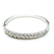 7270 $24 White gold Rhodium plated Designer 10mmW  with crystals and clasp closure