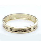 7279 $15 Designer gold high polish cable hinged bangle