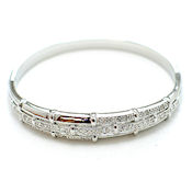 Designer silver clasp bangle with crystals