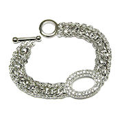 Rhodium and crystal chain link bracelet