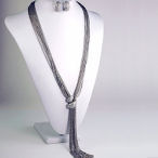  Silver multi chain tassel with clasp necklace 25