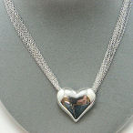 Silver tone heart necklace multi strand Tiffany