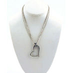 Crystal Paved heart pendant on 3 16.5 inches silver chains with 2inch ext. pend 1.5 inch