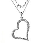 Solid Sterling silver made in Italy 40mm heart with AAA cz's 2.05ct