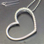 White gold Russian diamond heart pendant white gold necklace