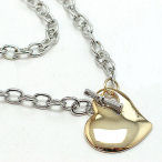 Two tone toggle gold heart toggle necklace 16 inch