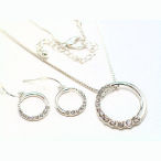 18 inch circle of life necklace set white gold plated