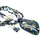 Sky blue and gold this set is just beautiful 3 inch drop with earrings