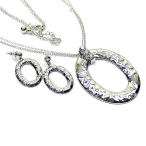  Designer 50mm oval with crystal charm and earrings