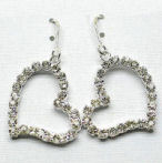 Austrian Crystals and rhinestones, 1 inch heart earrings