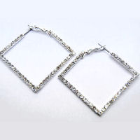 Austrian crystal and rhinestone 40mm hoop 1 and half inch square earring