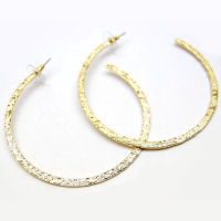 Gold metallic 2 half inch 70mm hoop earrings