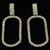   Rhinestone rhodium boutique style oval drop earrings 25x55 dangle
