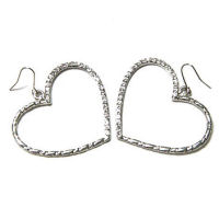  Silver and crystal 38x34mm heart earrings