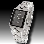 Geneva watch silver HIGH polish black face nice watch! $40