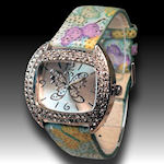 Ladies Austrian crystal Bezel Butterfly watch with green being the color to wear 