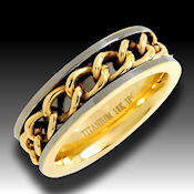 14k Ti Gold on chain link Titanium ring