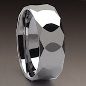 High Polish Faceted Tungsten Carbide 9mm wide with unique design