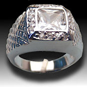 Very stylish exciting 925 Sterling Silver Rhodium Plated princess cut center stone  with exquisite diamoniques surrounding