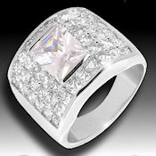 Stunning  16 grams 925 Sterling silver Rd. pl. with 13 carats of exquisite Diamoniques