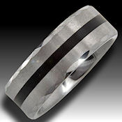Tungsten Carbide with center Inlay of Black Resin 15.07 grams