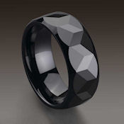 Black Ceramic Zirconia high polish very shiny faceted ring 8mm wide