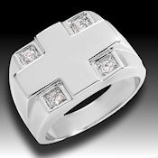 Men's classy sterling silver with .80ctw CZ 