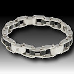 316 Stainless Steel Bracelet with 2 REAL DIAMONDS 9mmW on a 9 in adjustable secure locking clasp
