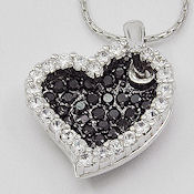 Black and clear heart, two piece 17in silver