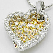 Two tone heart two piece, 17in chain