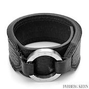 8245 $50 D & K Brolin collection Black leather and stainless steel bracelet, 31g