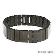 8255 $90 D&K Black Stainless Steel 125 Grams 2.20ctw black cz's  fold over clasp 20mm wide, 8.5in long, 4mm high
