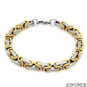 8260 $80 Ed Force Stainless steel and 14k gold plate, 34.5g, 7mm wide, 8.5 long, lobster claw clasp