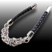 8265 $32 Genuine Black Leather and 316L Stainless Steel accents, 8.5 long, 6.80 mm wide, magnetic clasp 