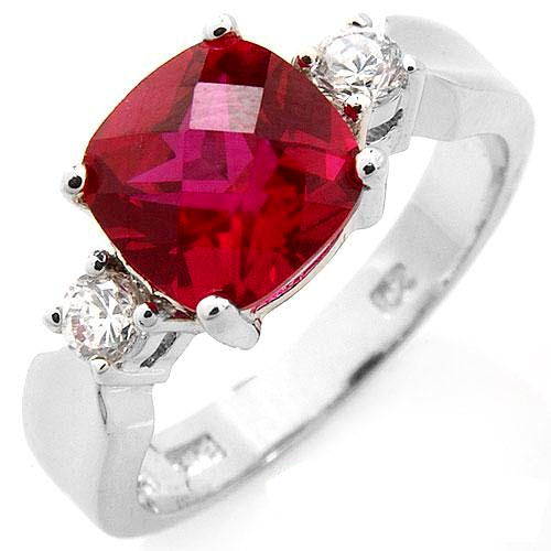 Petite 3.74 ctw CR Ruby and CZ Solid sterling silver